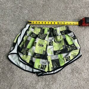 Nike Green and Black Swim Trunks with Geometric Pattern